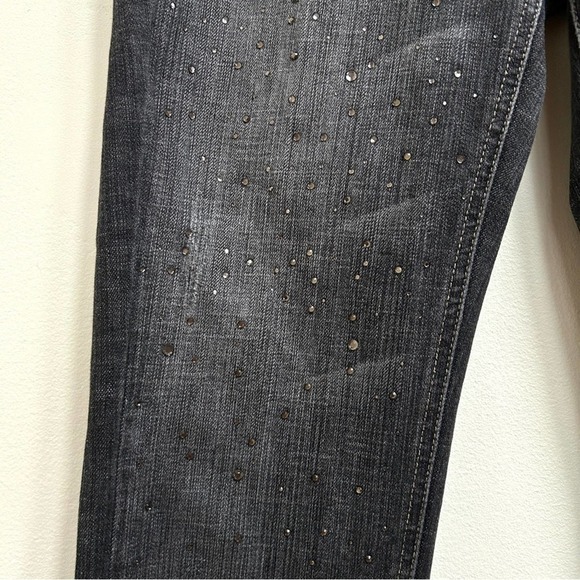 White House Black Market Charcoal Black Rhinestone Crop Denim Jeans, Size 6 - Picture 7 of 15